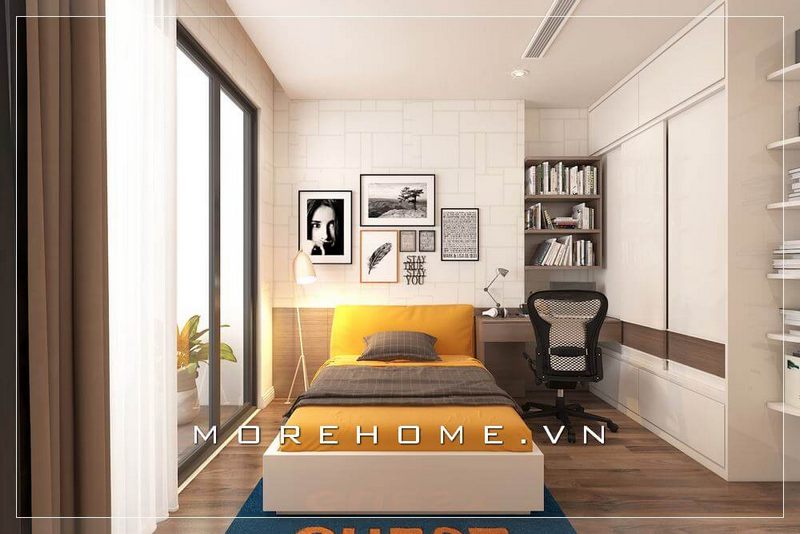 Mẫu giường ngủ chung cư hiện đại được làm từ chất liệu gỗ công nghiệp Acrylic giá rẻ mà không kém phần sang trọng, nổi bật